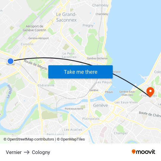 Vernier to Cologny map