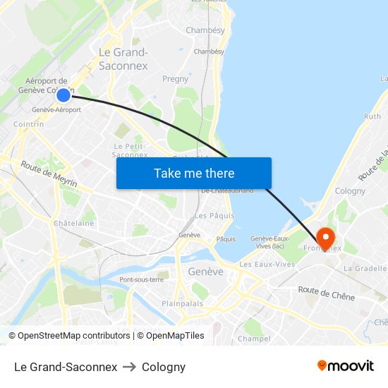 Le Grand-Saconnex to Cologny map