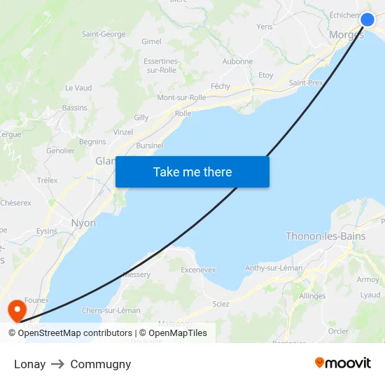Lonay to Commugny map