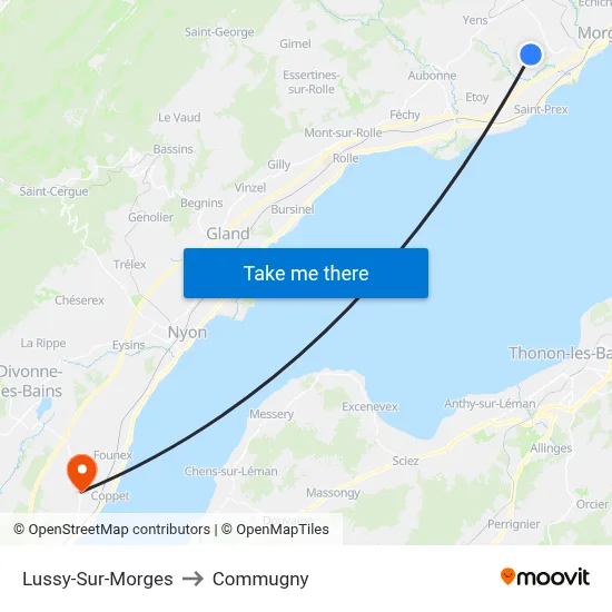 Lussy-Sur-Morges to Commugny map