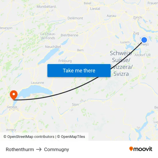 Rothenthurm to Commugny map