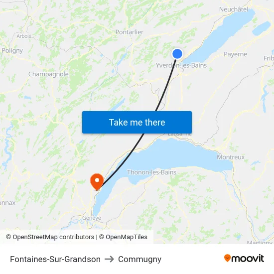 Fontaines-Sur-Grandson to Commugny map
