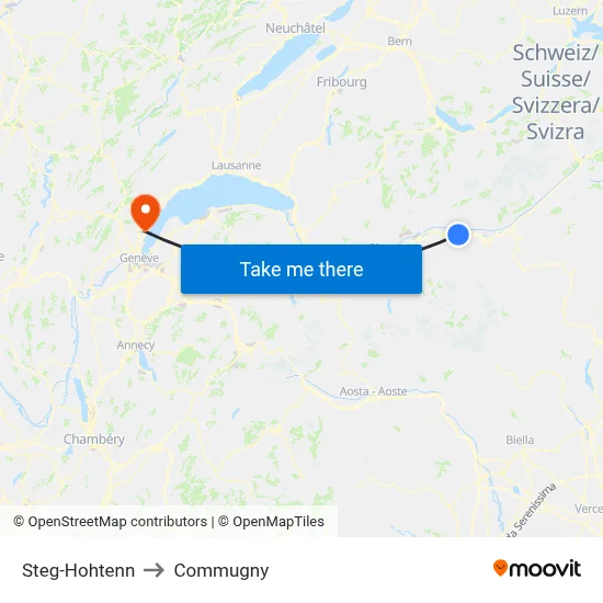 Steg-Hohtenn to Commugny map