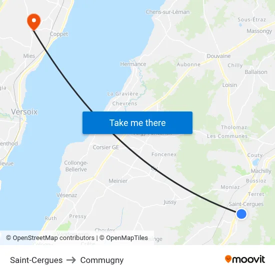 Saint-Cergues to Commugny map