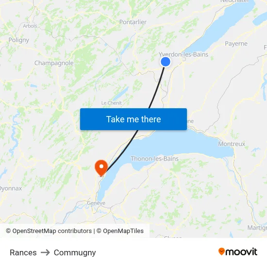 Rances to Commugny map