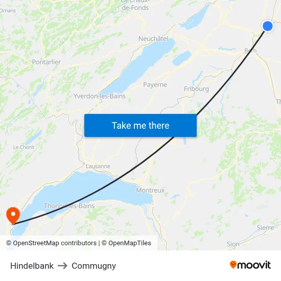 Hindelbank to Commugny map