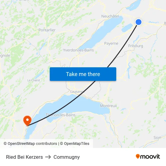 Ried Bei Kerzers to Commugny map
