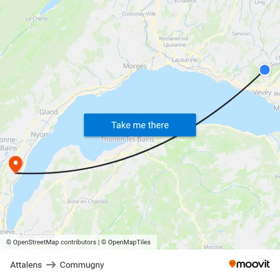 Attalens to Commugny map