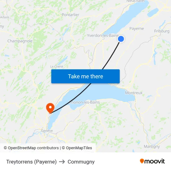 Treytorrens (Payerne) to Commugny map