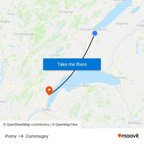 Pomy to Commugny map