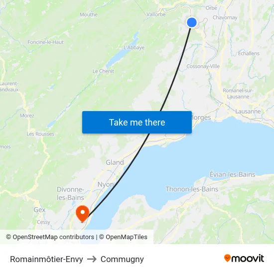 Romainmôtier-Envy to Commugny map