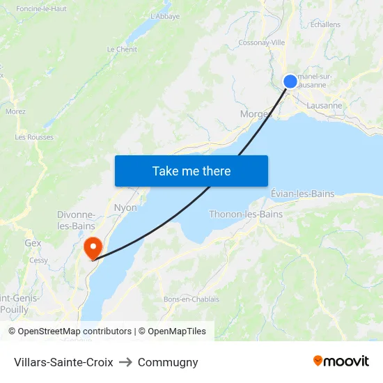 Villars-Sainte-Croix to Commugny map