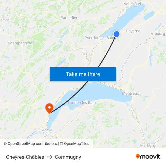 Cheyres-Châbles to Commugny map