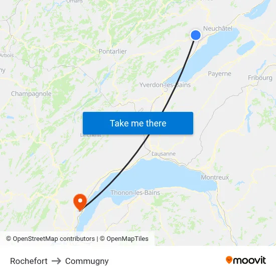 Rochefort to Commugny map