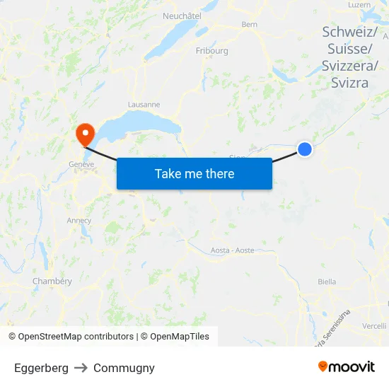 Eggerberg to Commugny map