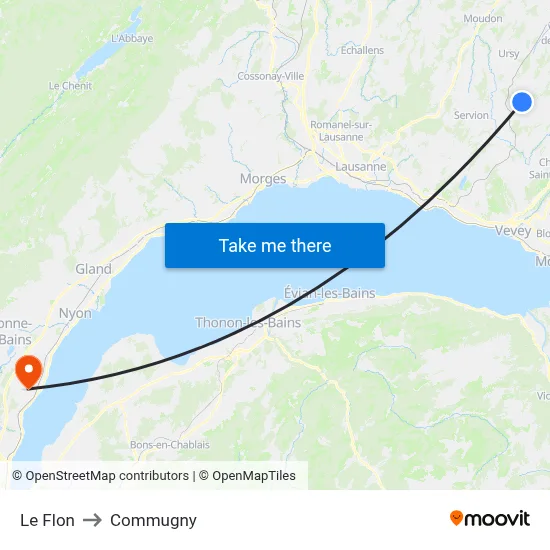 Le Flon to Commugny map