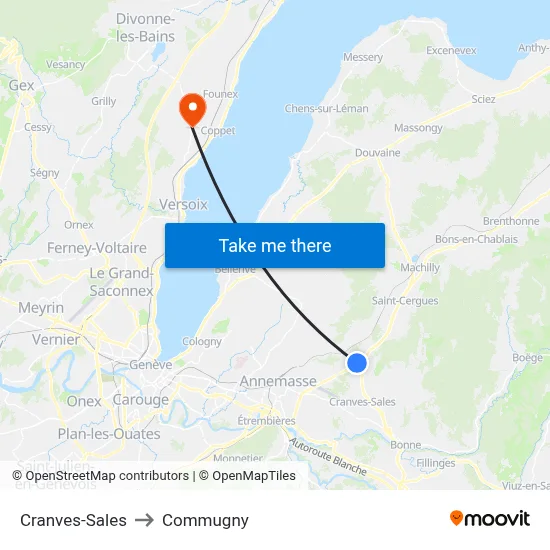 Cranves-Sales to Commugny map