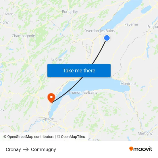 Cronay to Commugny map