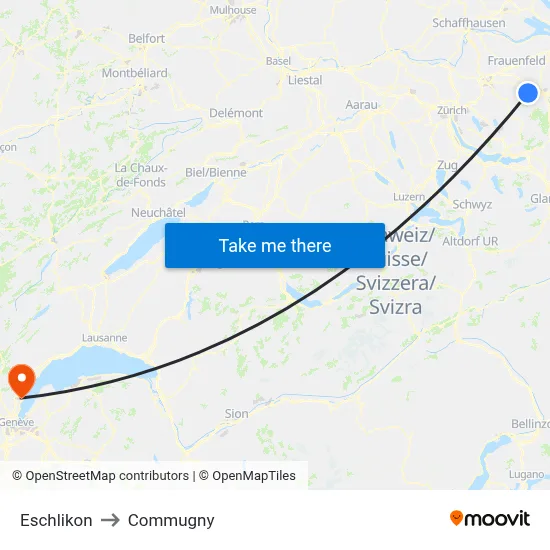Eschlikon to Commugny map