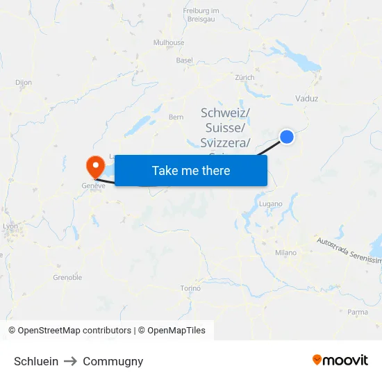 Schluein to Commugny map
