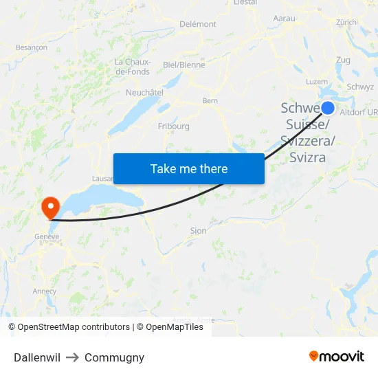 Dallenwil to Commugny map