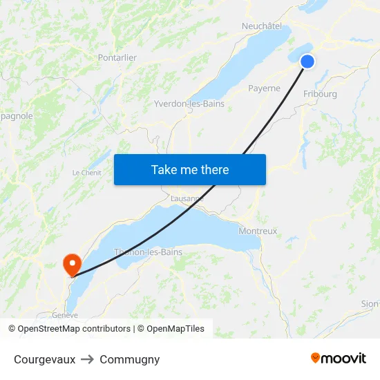Courgevaux to Commugny map