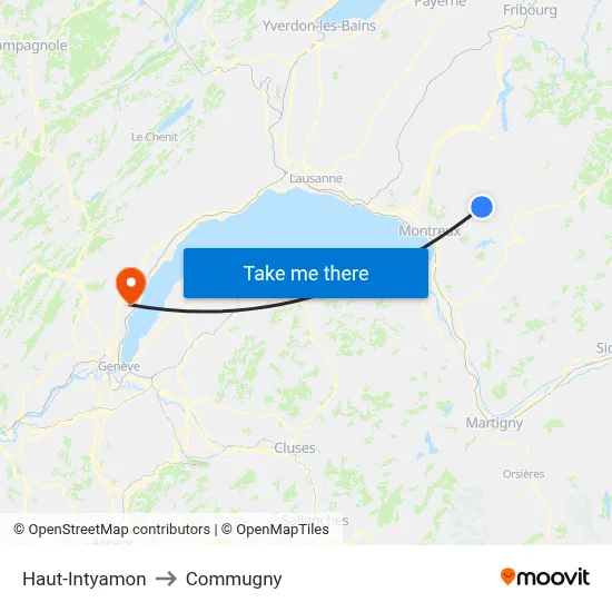 Haut-Intyamon to Commugny map
