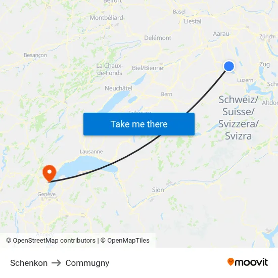 Schenkon to Commugny map