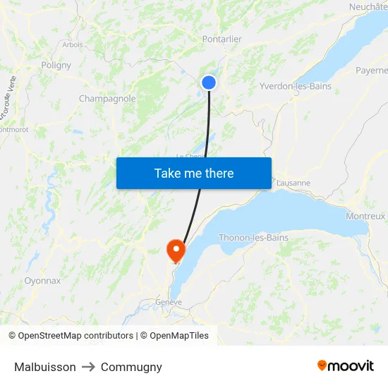 Malbuisson to Commugny map