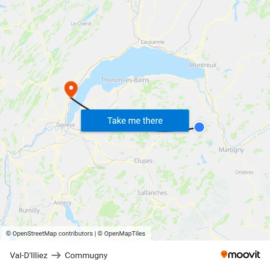 Val-D'Illiez to Commugny map