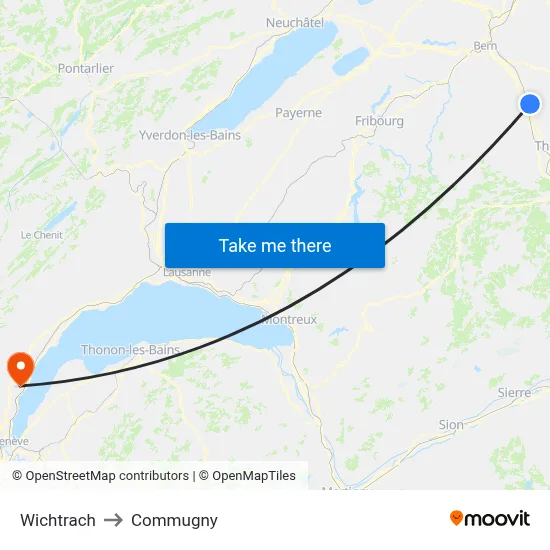 Wichtrach to Commugny map