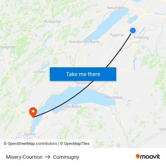 Misery-Courtion to Commugny map