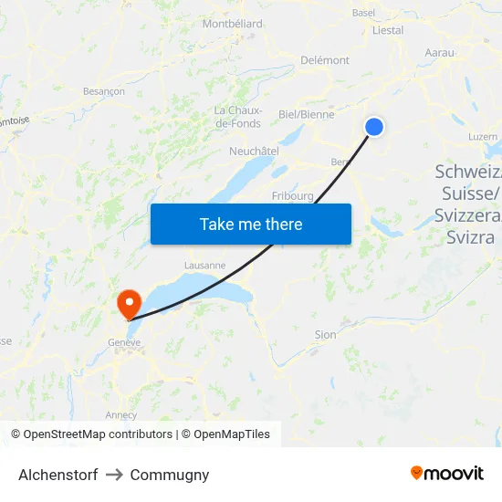 Alchenstorf to Commugny map