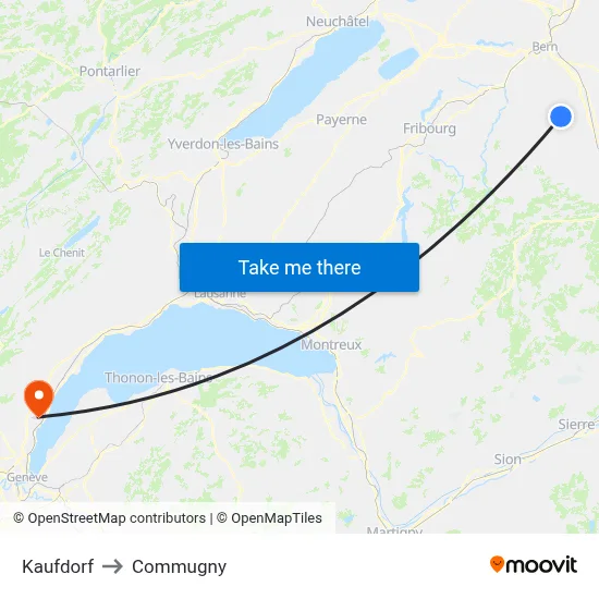 Kaufdorf to Commugny map