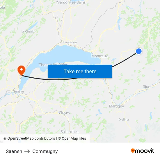 Saanen to Commugny map