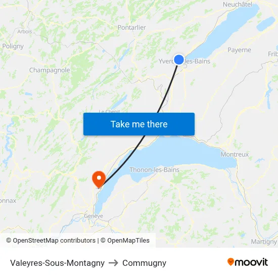 Valeyres-Sous-Montagny to Commugny map