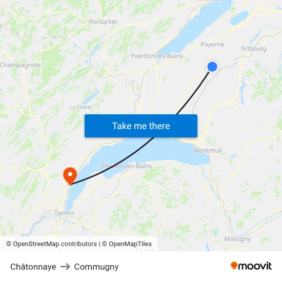 Châtonnaye to Commugny map