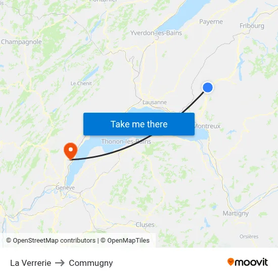 La Verrerie to Commugny map