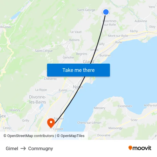 Gimel to Commugny map