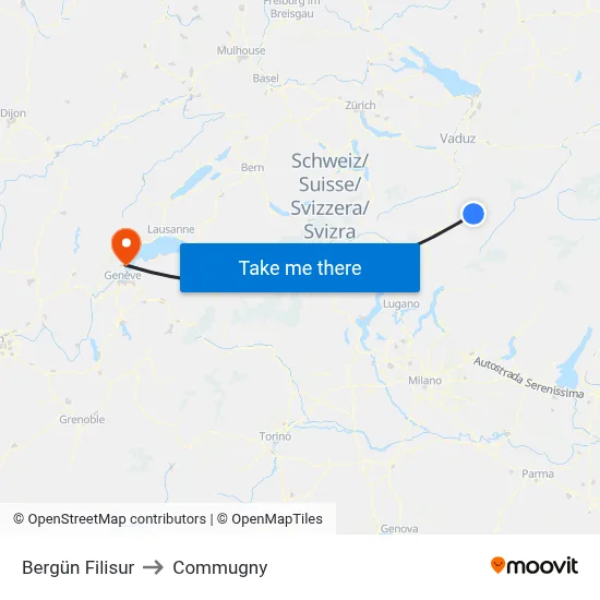 Bergün Filisur to Commugny map