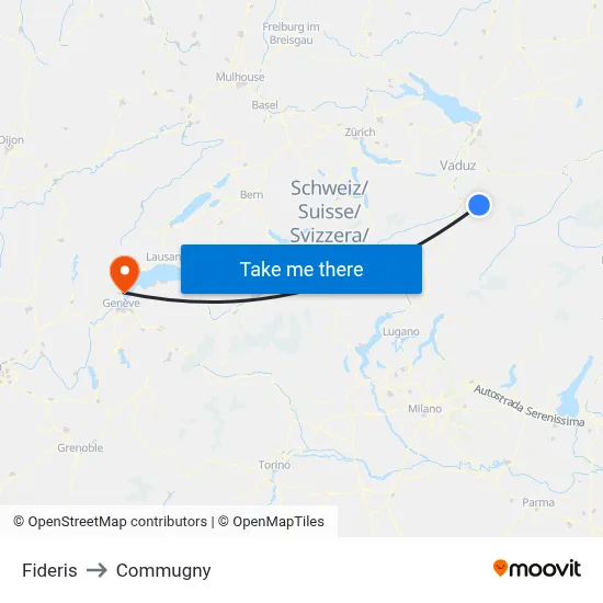 Fideris to Commugny map