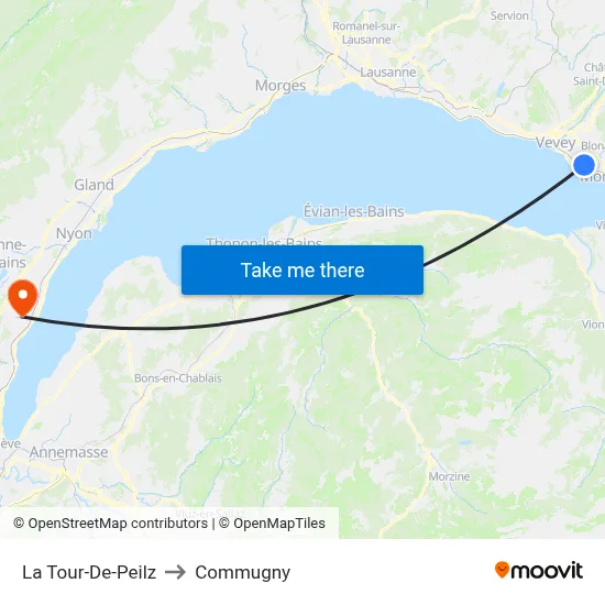 La Tour-De-Peilz to Commugny map