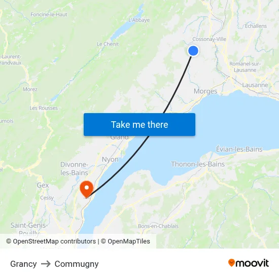 Grancy to Commugny map