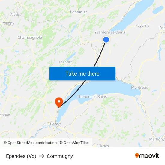 Ependes (Vd) to Commugny map