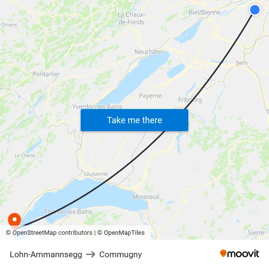 Lohn-Ammannsegg to Commugny map