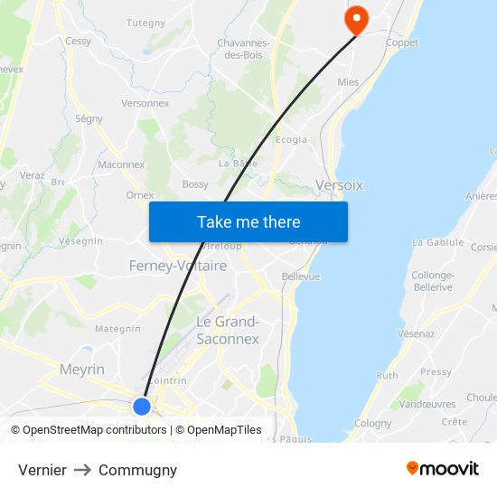 Vernier to Commugny map