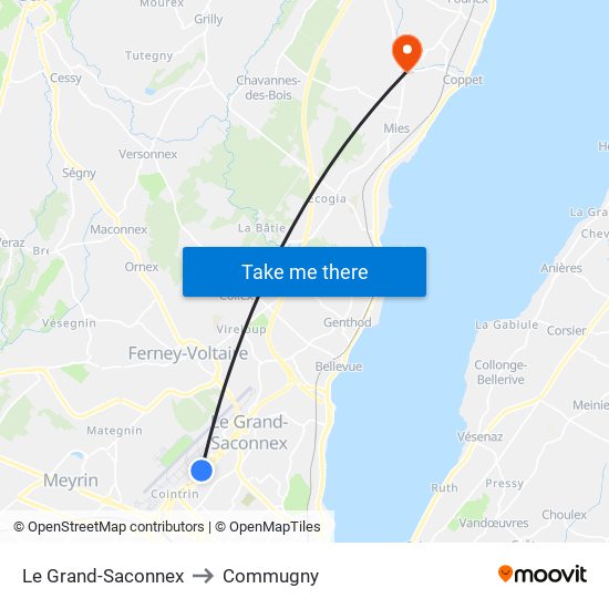 Le Grand-Saconnex to Commugny map