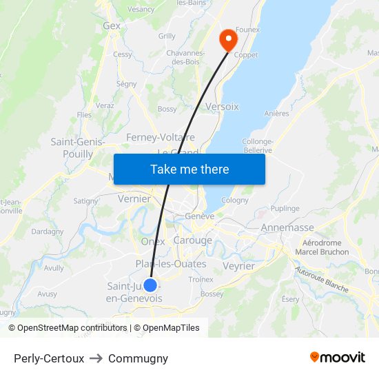 Perly-Certoux to Commugny map