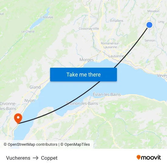 Vucherens to Coppet map