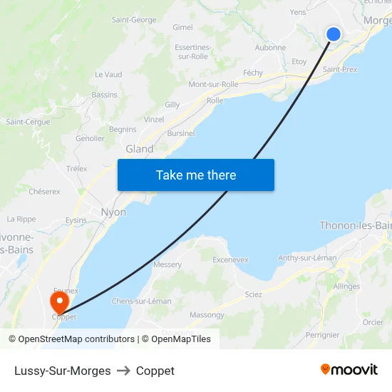 Lussy-Sur-Morges to Coppet map